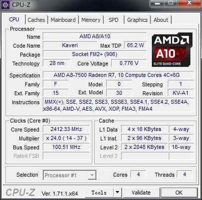 AMD APU A8-7500 CPU详细评测