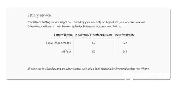 苹果AirPods更换电池 过保需要49美元