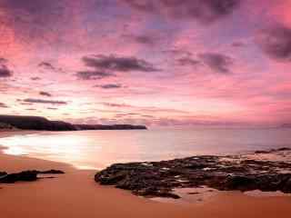 海边沙滩夕阳风景壁纸图片 浪漫沙滩桌面  沙滩星空壁纸