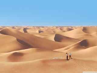 沙漠风景图片桌面 辽阔金色沙漠电脑壁纸 自然风景风光图片