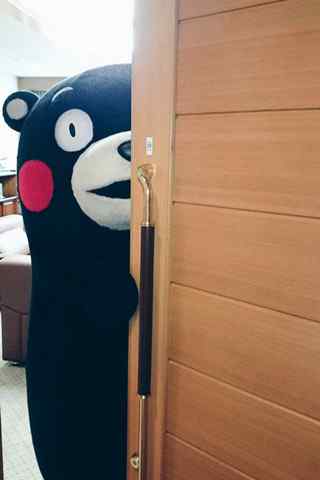 可爱熊本熊躲在门之后手机壁纸