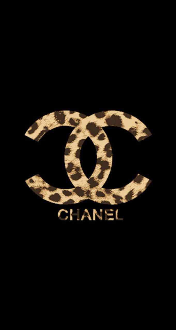 Chanel香奈儿logo黑底豹纹图案帅气手机壁纸
