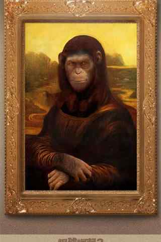 电影猩球崛起3创意蒙娜丽莎的微笑手机海报