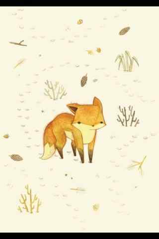 可爱的狐狸手绘手机壁纸