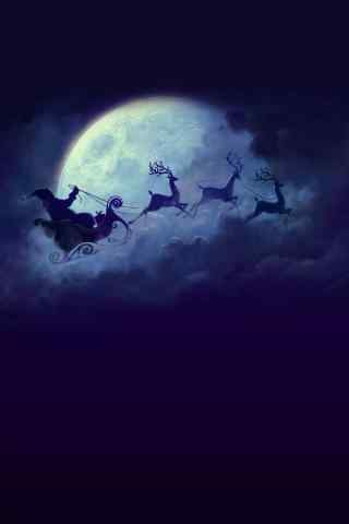 夜空中麋鹿与圣诞