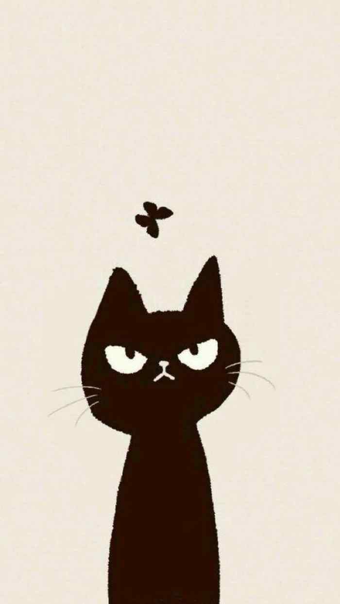 黑猫卡通简约图片手机壁纸