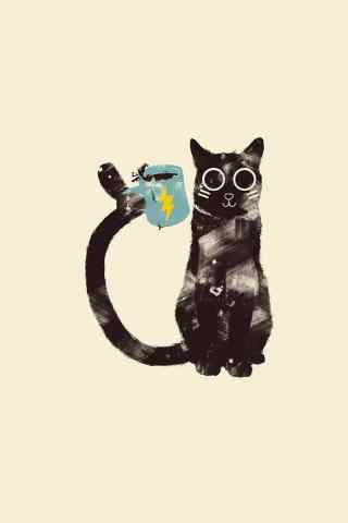 黑猫卡通手绘手机