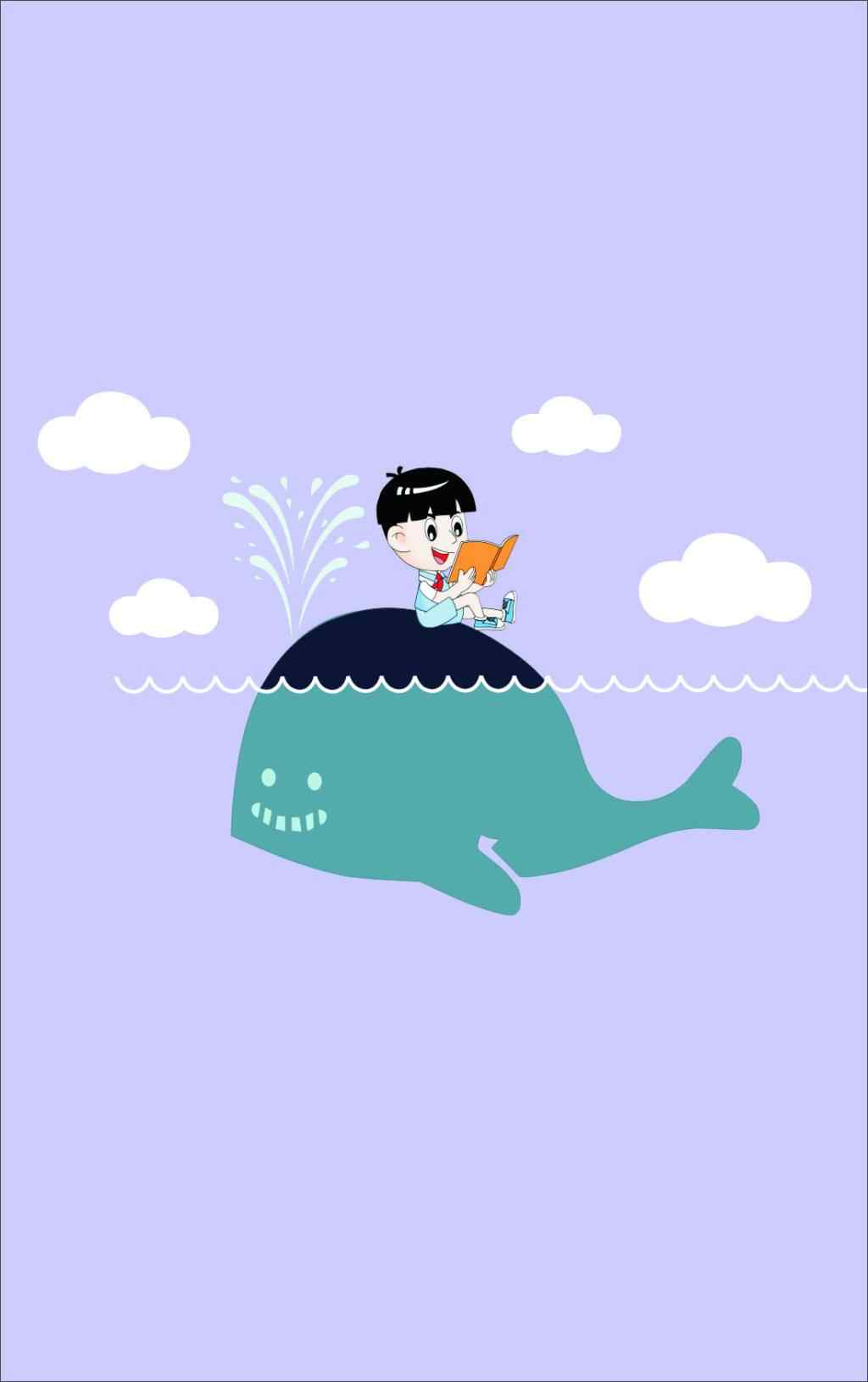 手绘可爱鲸鱼手机壁纸
