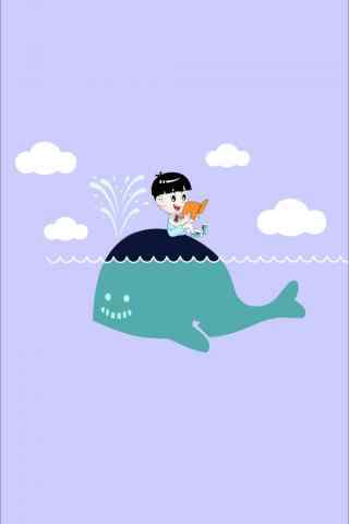手绘可爱鲸鱼手机壁纸
