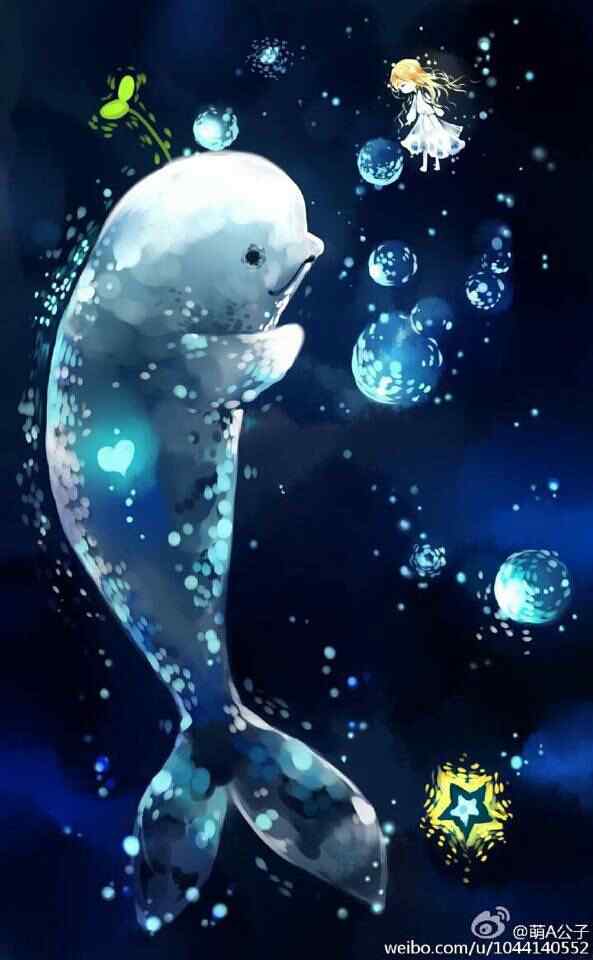 手绘可爱的海豚手机壁纸