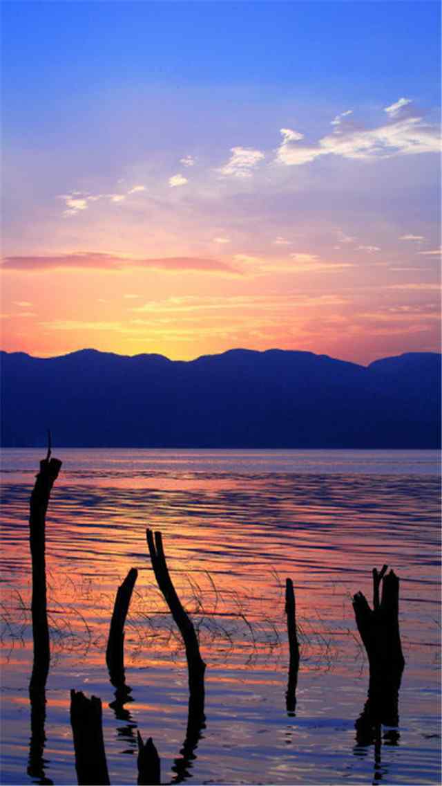云南大理洱海边落日唯美风景手机壁纸