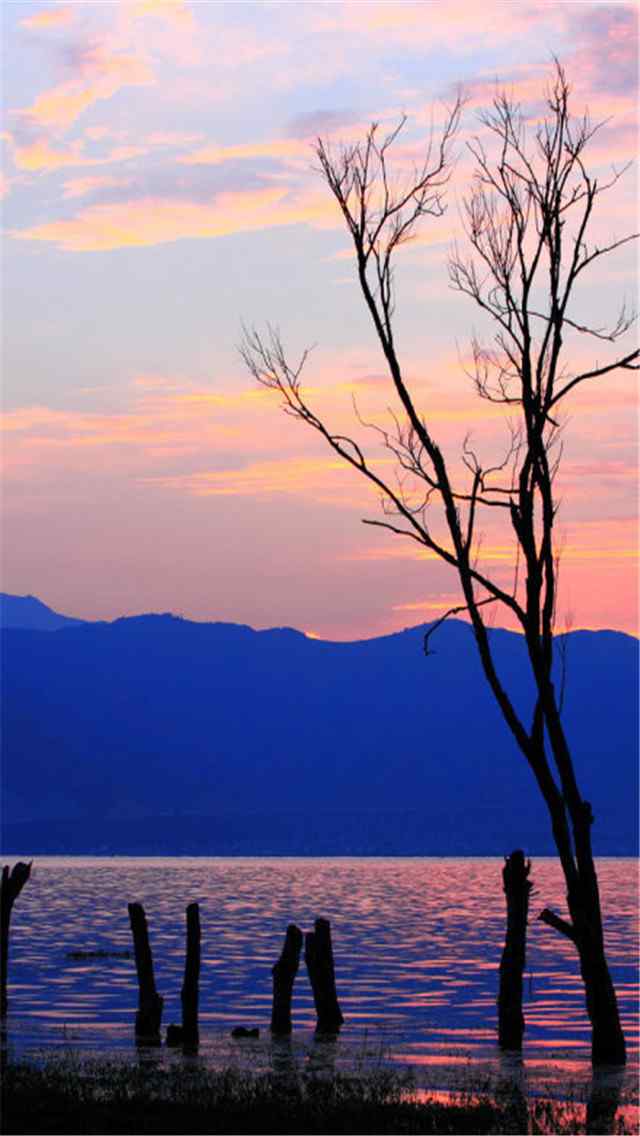 云南大理洱海边落日唯美风景手机壁纸