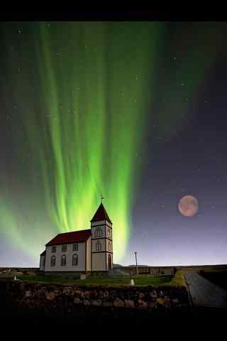 冰岛绮丽极光摄影手机壁纸