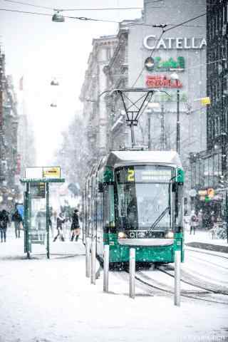 芬兰雪中浪漫的城