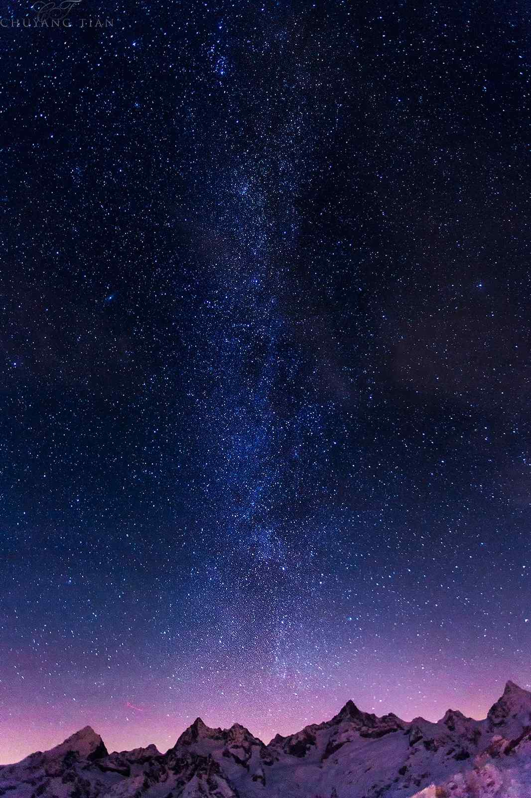 瑞士唯美星空夜景图手机壁纸