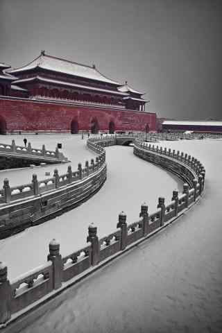北京故宫阴霾的雪