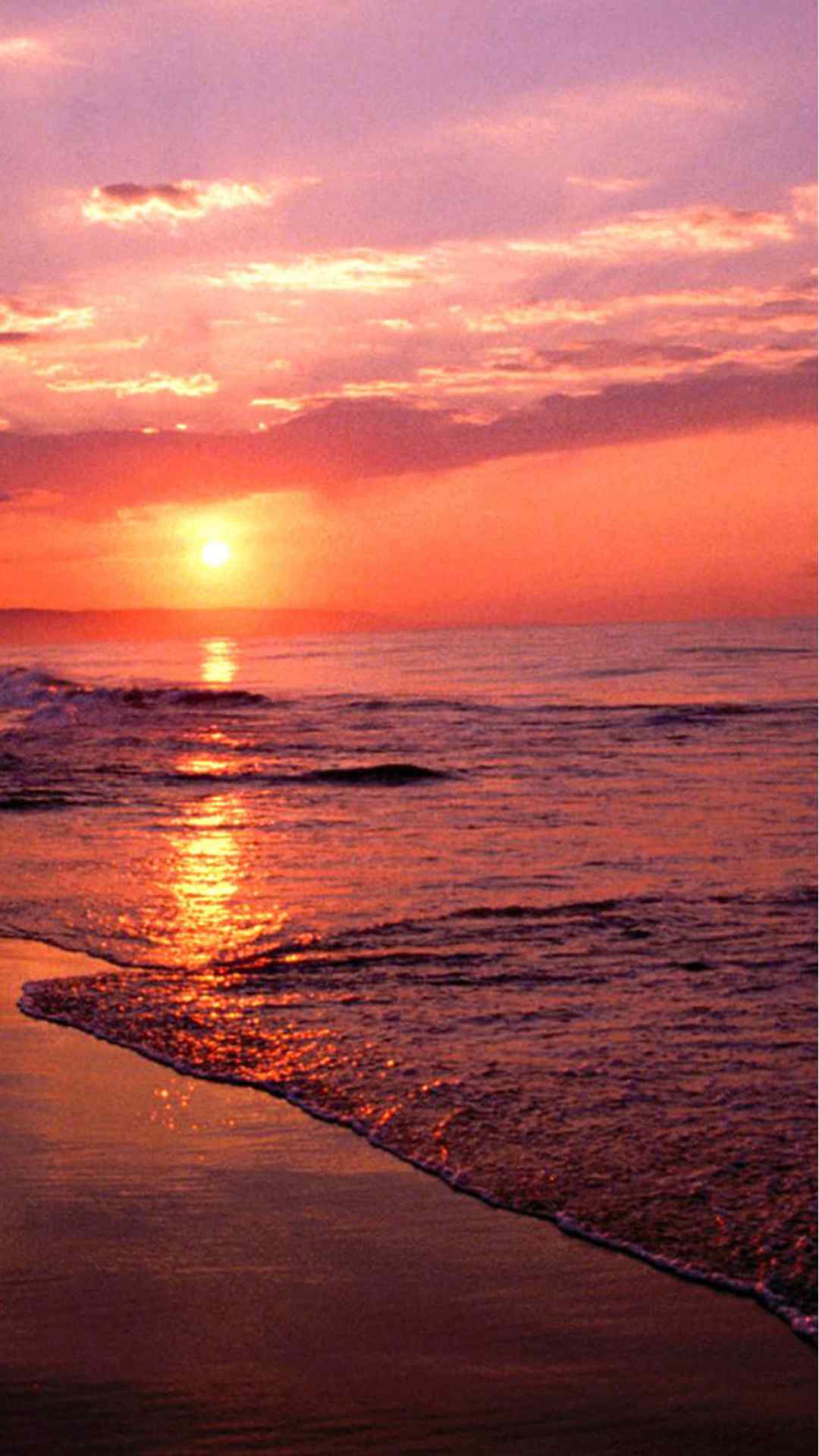 夕阳西下唯美海边手机壁纸