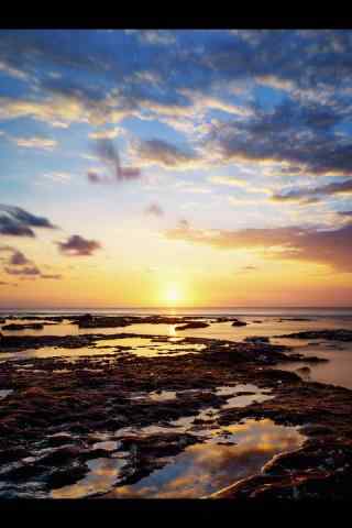 美丽的海边夕阳风景手机壁纸