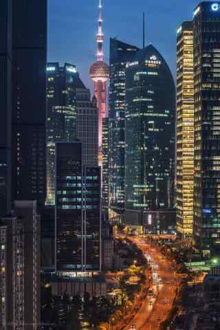 上海繁华都市灯光夜景图片手机壁纸