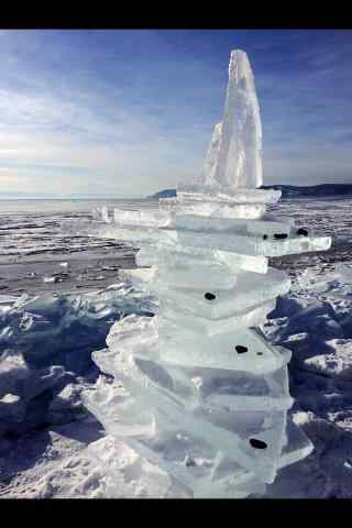 贝加尔湖冰块图片