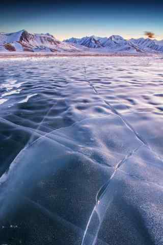冰封纳木错湖面风景图片手机壁纸