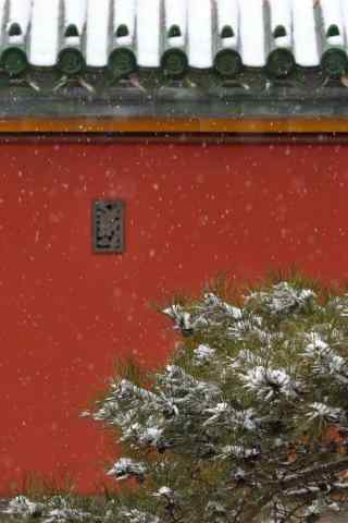 北京故宫红墙与雪景手机壁纸