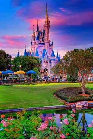 建筑风景图片手机壁纸：迪士尼城堡
