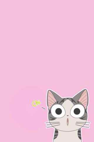 甜甜私房猫可爱粉色手机壁纸