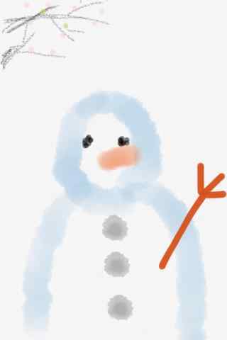 简约创意手绘雪人手机壁纸