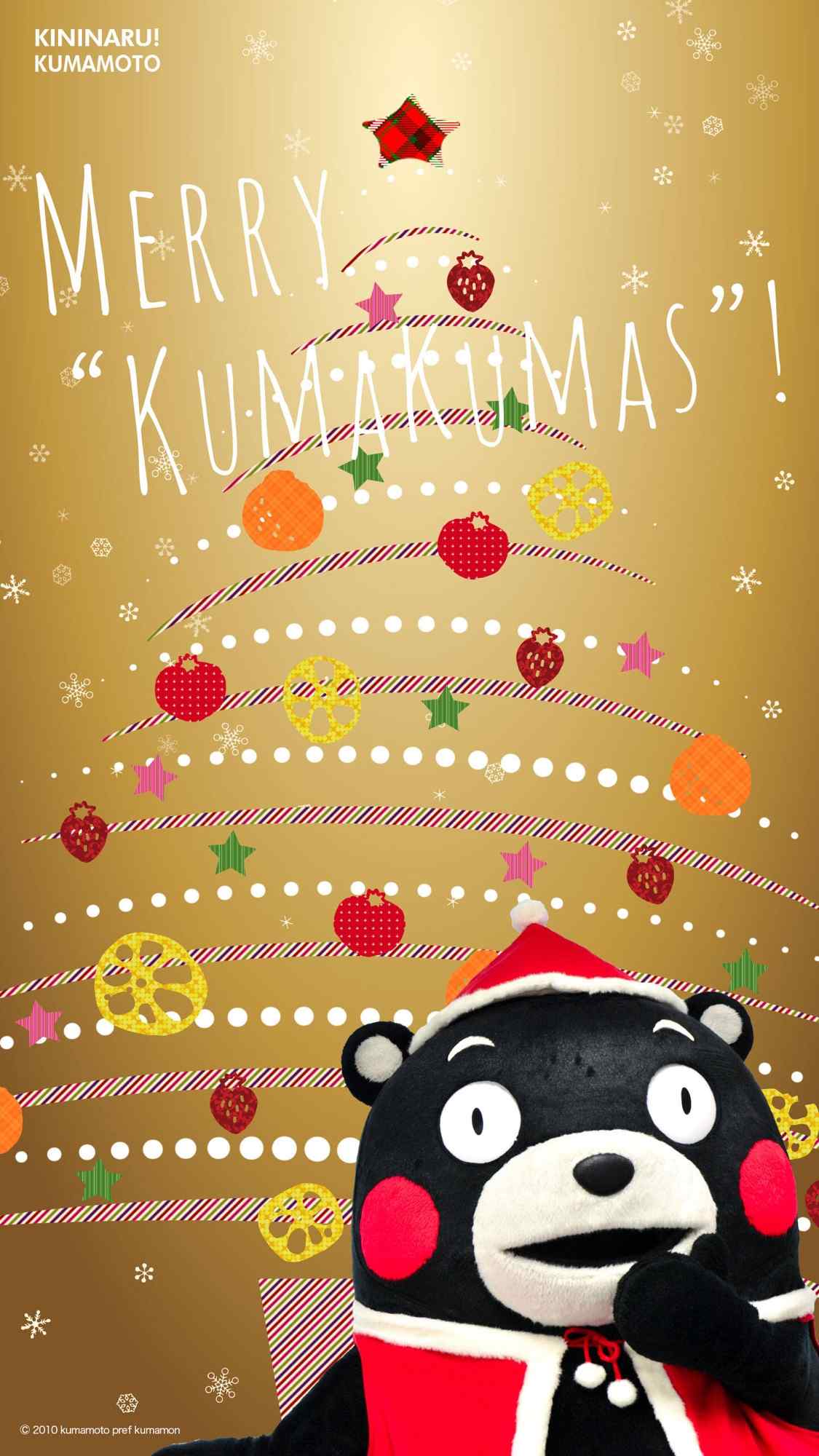 圣诞风的熊本熊可爱图片手机壁纸