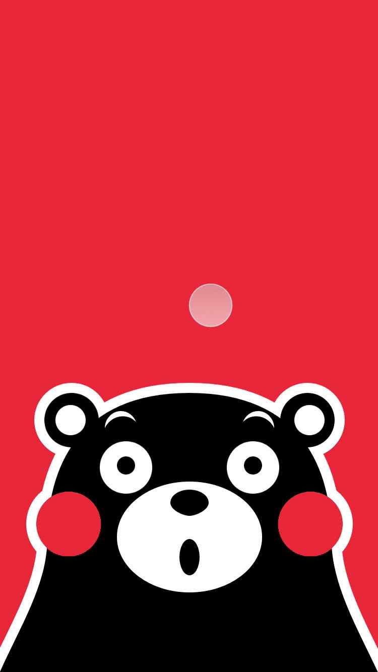 简约红色背景熊本熊可爱图片手机壁纸