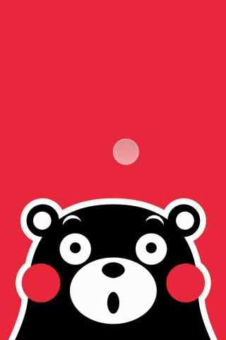 简约红色背景熊本熊可爱图片手机壁纸