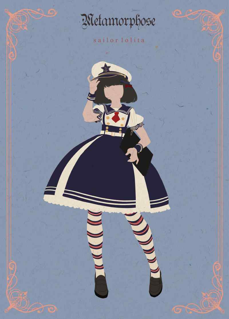 lolita洋装—手绘海军风小洋装手机壁纸