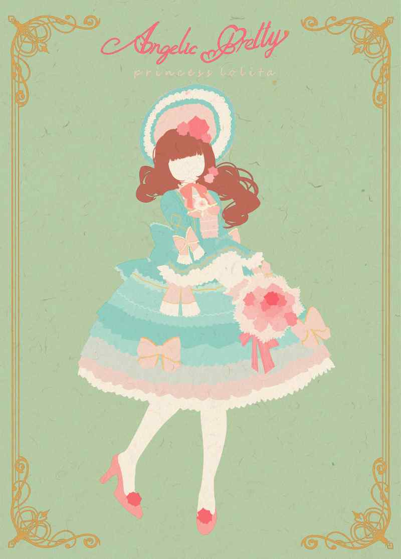 lolita洋装—手绘蓝色淑女小洋装手机壁纸