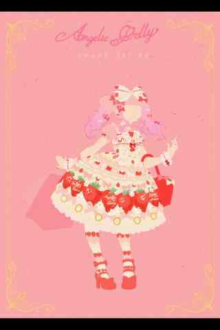 lolita洋装—手绘奶油草莓系列洋装手机壁纸