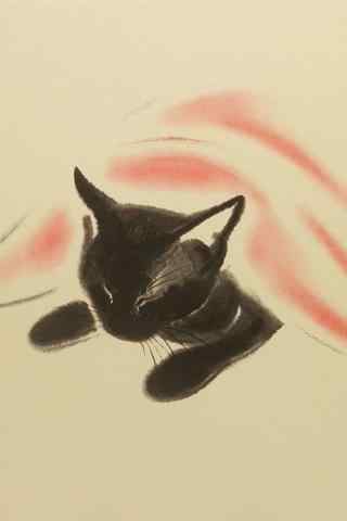手绘睡觉的小猫手机壁纸