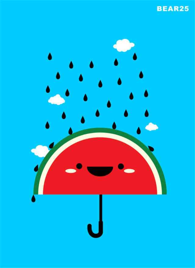 创意卡通西瓜雨伞手机壁纸