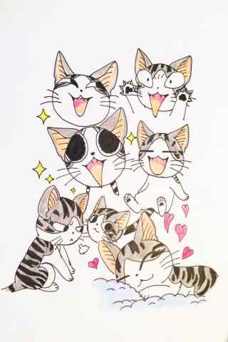 甜甜私房猫可爱的一群小起手机壁纸