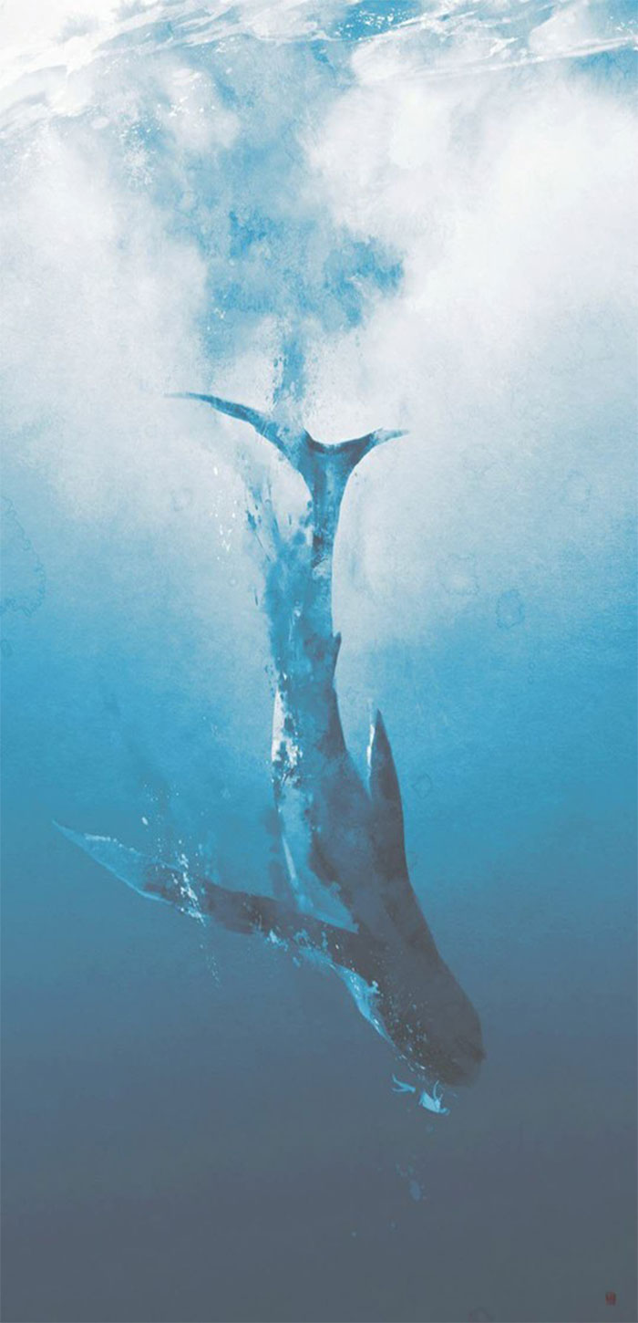 沉入海底的鲸鱼唯美高清卡通动漫壁纸 手机壁纸 桌面天下 Desktx Com