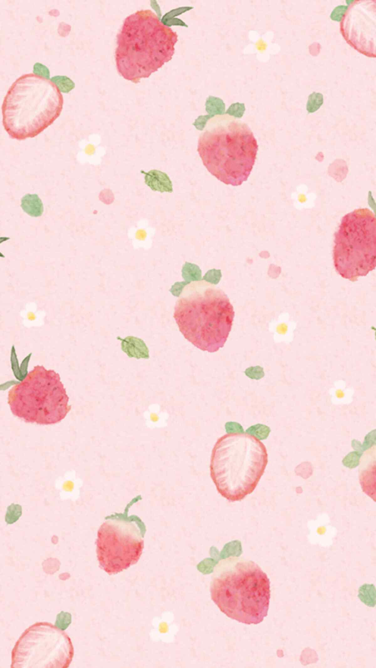 粉色草莓创意手机壁纸