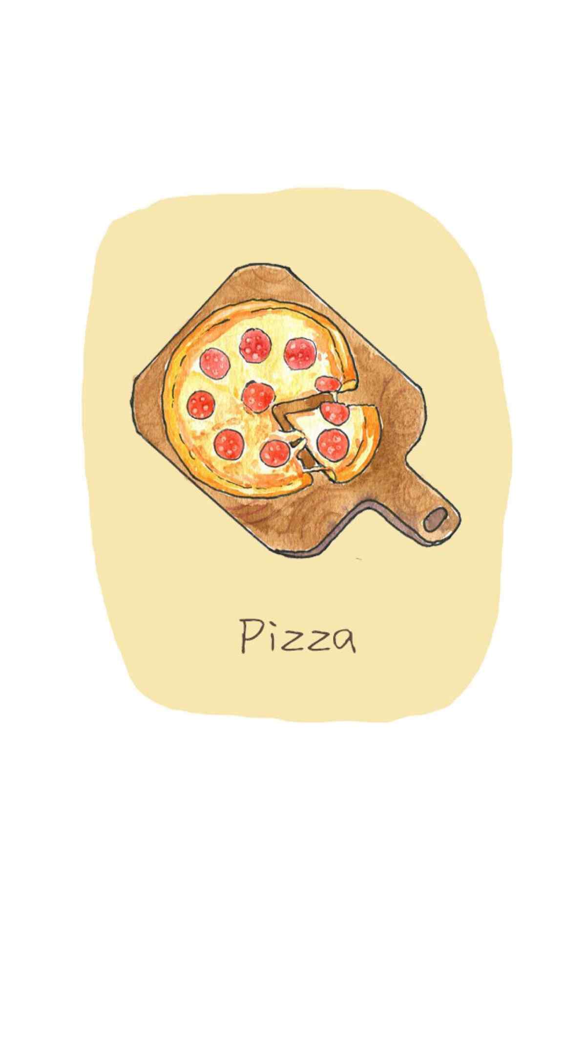 手绘自制披萨图片卡通手机壁纸