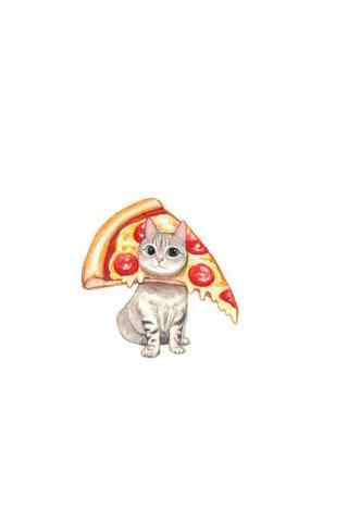 可爱的小猫咪与披萨图片手机壁纸