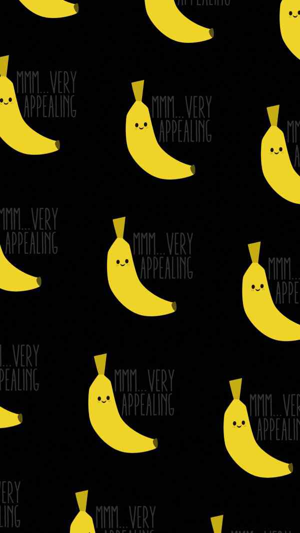 炫酷黑色背景香蕉笑脸表情图片手机壁纸