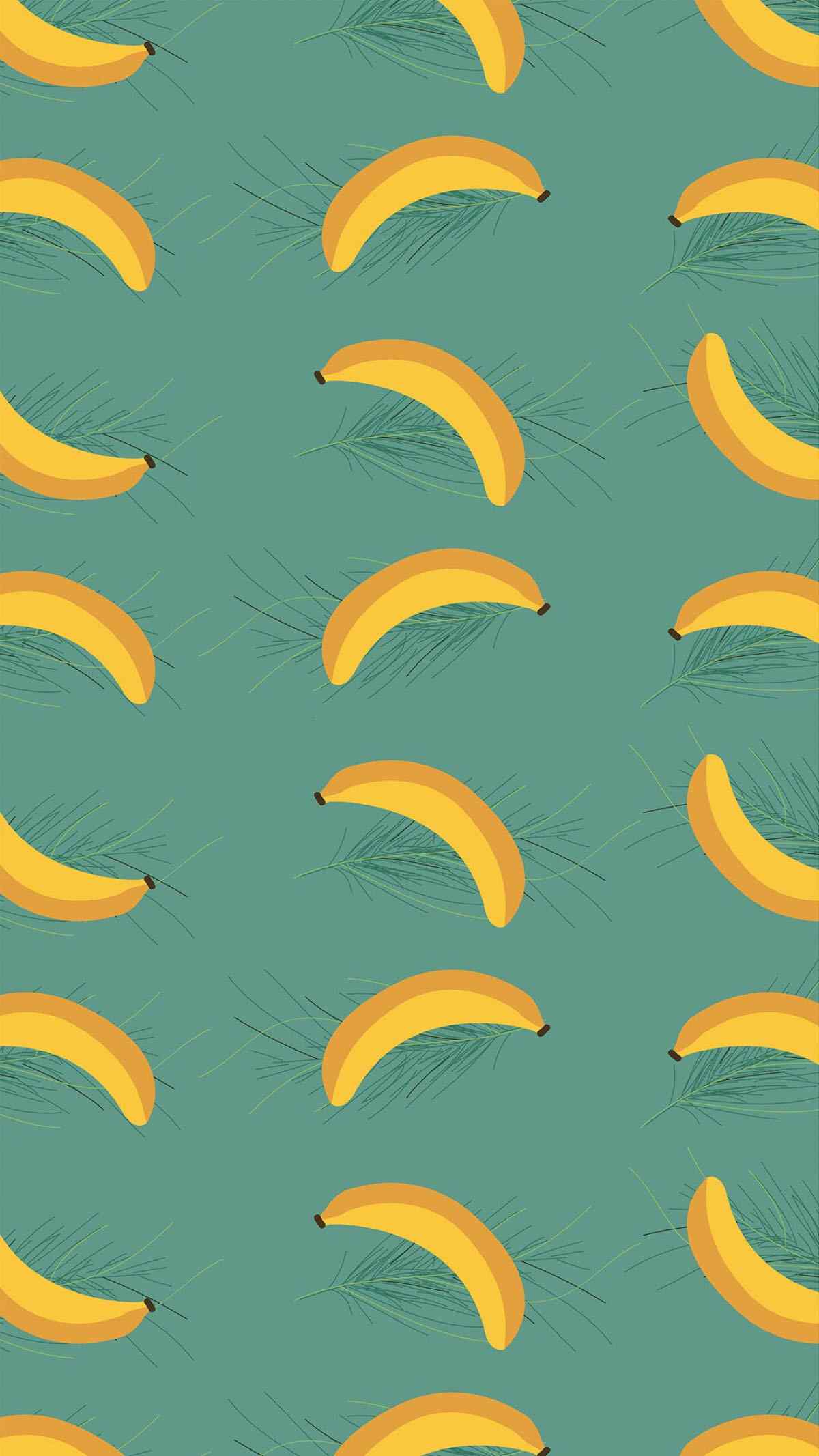 创意手绘香蕉羽毛图片手机壁纸