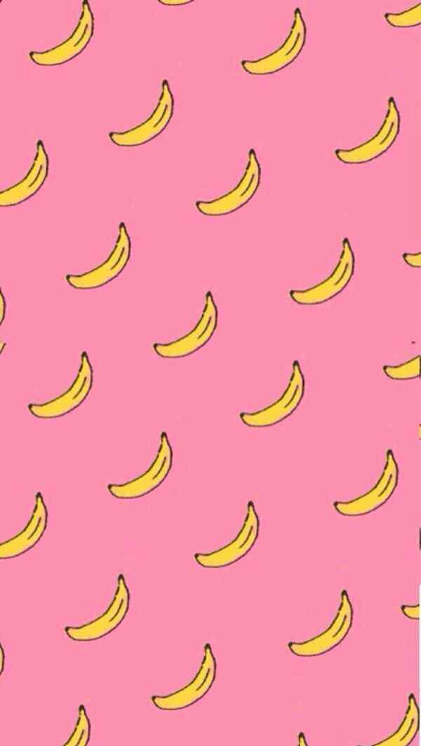 粉色背景小清新香蕉图片手机壁纸