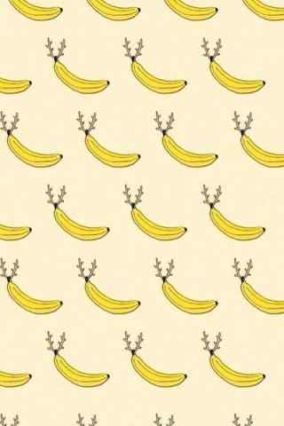 创意鹿角图案小清新香蕉图片手机壁纸
