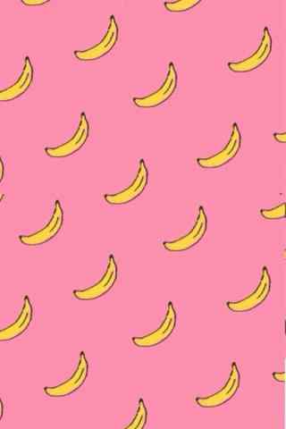 粉色背景小清新香蕉图片手机壁纸