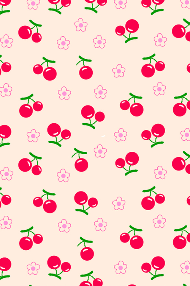 粉色樱桃图片平铺手机壁纸
