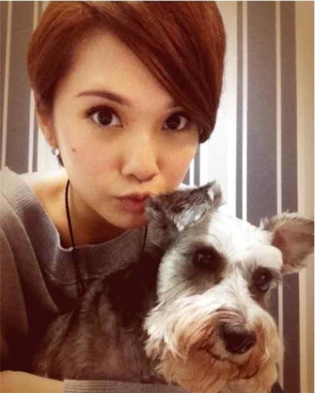 可爱杨丞琳与狗狗自拍手机壁纸