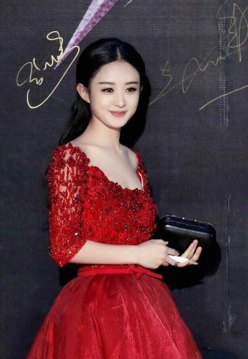 赵丽颖优雅红裙活动照手机壁纸